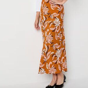 Liz Claiborne Womens Mid Rise Midi A-Line Skirt , Honey Sz XL